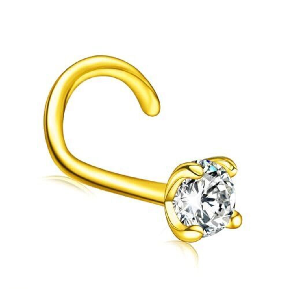 Moissanite Nose Stud for Women - 18K Gold Moissanite Nose Ring Piercing Real Mo